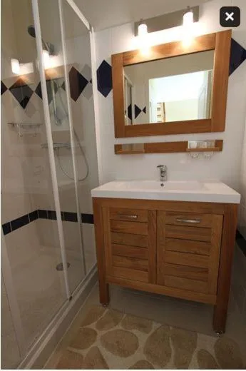 Salle de bain avec douche du gîte La Pomponette – hébergement tourisme Champagne, séjour Montagne de Reims, Pré en Bulles Trépail